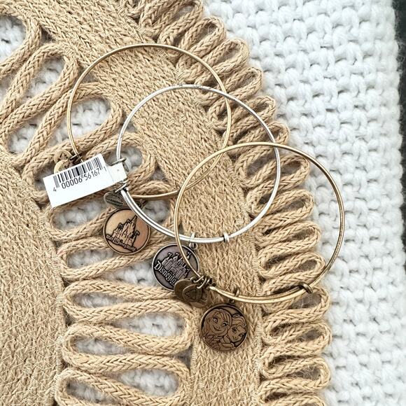 Alex & Ani Disney Land World Frozen Elsa Anna Set 3 Bangle Bracelets Silver Gold - Picture 5 of 8